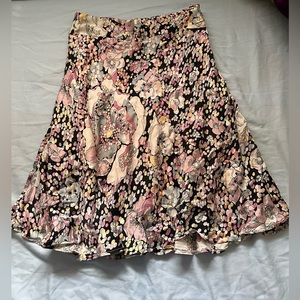 floral patterned A-line midi skirt